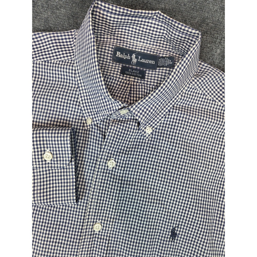 Ralph Lauren Shirt Mens Large Blue Gingham Button Down